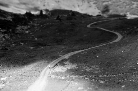 Mountainbikers ride on a path