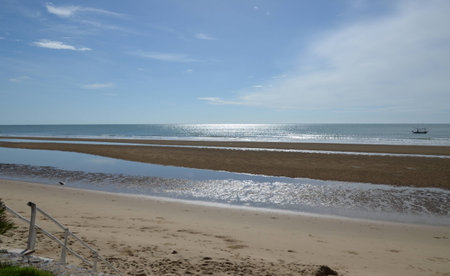 beach and blue sky  pranburi  thailandの写真素材