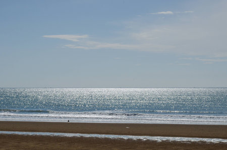 beach and blue sky  pranburi  thailandの写真素材