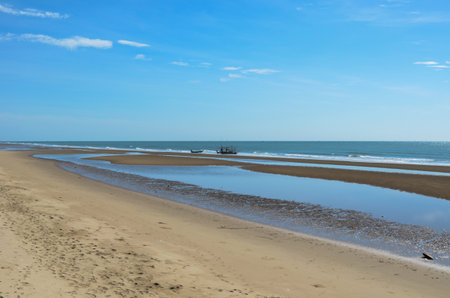 beach and blue sky  pranburi  thailandの写真素材