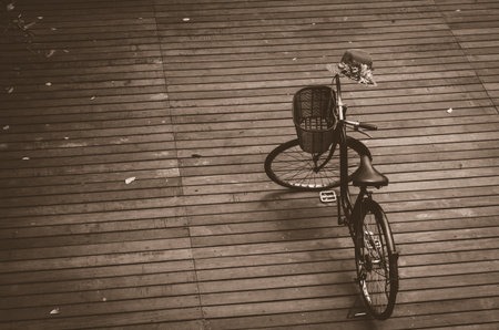 bicycle on the wooden floor 