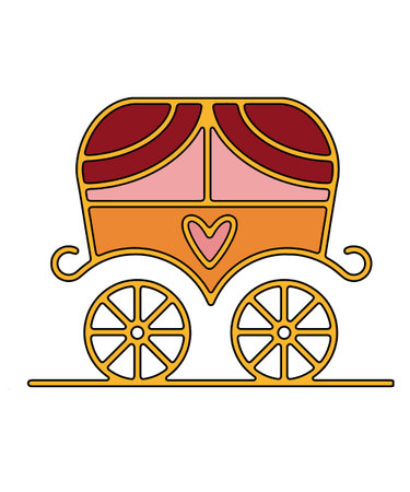 wedding carriage icon image vector illustration design yellow color lineのイラスト素材