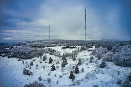 Frosty winter morning on the Hoher Meissnerの写真素材