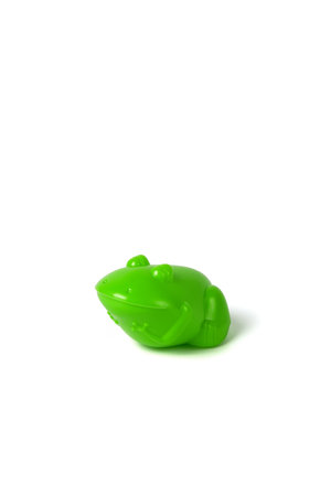 Green toy frog isolated on white background with the clipping path.の写真素材
