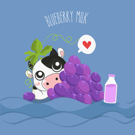 Mascot Dairy cow grape milk flavor.のイラスト素材