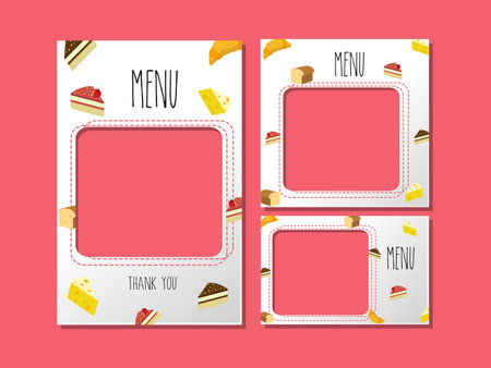 Menu template for food or banner graphics used for cute graphics and cute pattern dessert.のイラスト素材