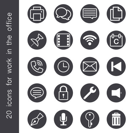 Icons for office use with various styles.のイラスト素材