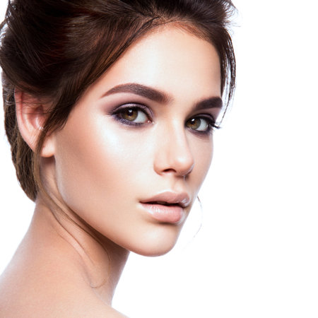 portrait of beautiful woman with bright make-upの写真素材