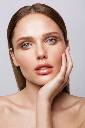 Beauty portrait of model with natural make-upの写真素材