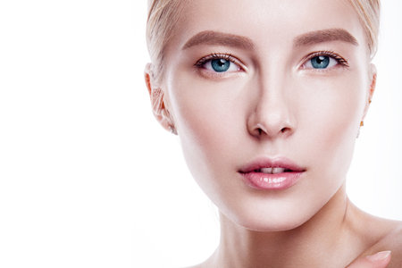 Beauty fashion model girl with bright makeupの写真素材