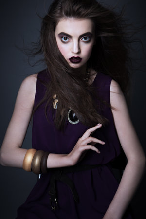 Beauty Fashion Model Girl with Dark Make up.の写真素材