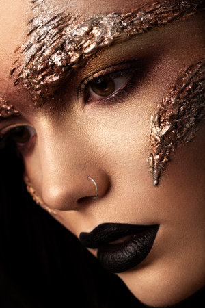 Futuristic make up. Close up portret. Macroの写真素材