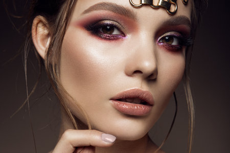 Beautyful girl with bright make upの写真素材