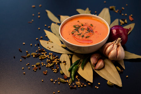 Photo of traditional indian food with spicesの写真素材