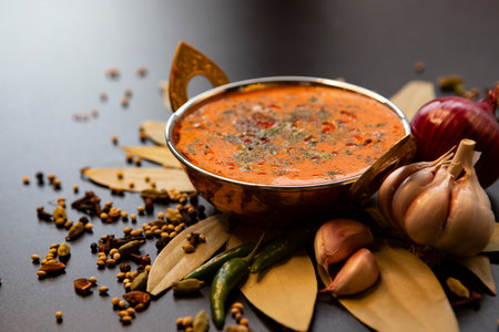 Photo of traditional indian food with spices