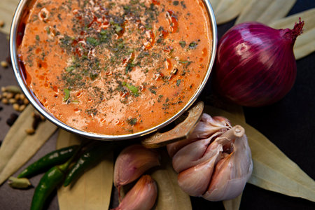 Photo of traditional indian food with spices
