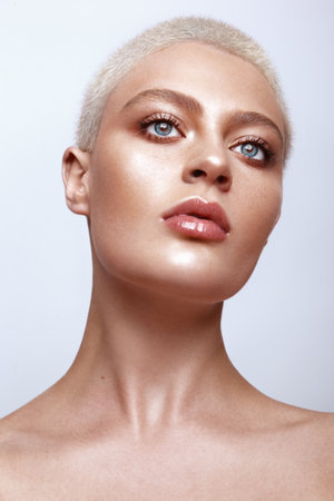 Beauty portrait of model with natural make-upの写真素材