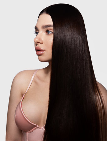 Fashion woman with straight long shiny hair. Beauty and hair careの写真素材