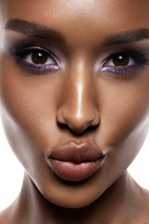 A Glittery Makeup Portrait Featuring a Stunning and Beautiful Model in Striking Detailの写真素材