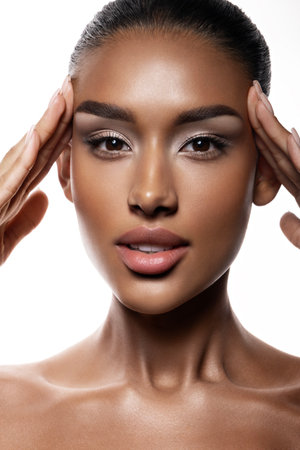 Elegance Personified Presenting a Stunning and Striking Portrait of Beauty and Confidenceの写真素材
