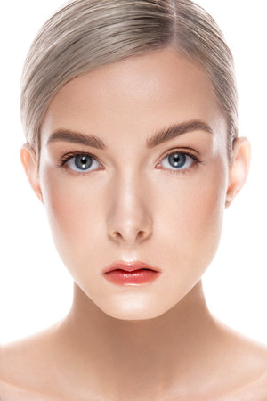 An Elegant Portrait of a Natural Beauty Featuring Fresh Makeup is Captivating and Strikingの写真素材