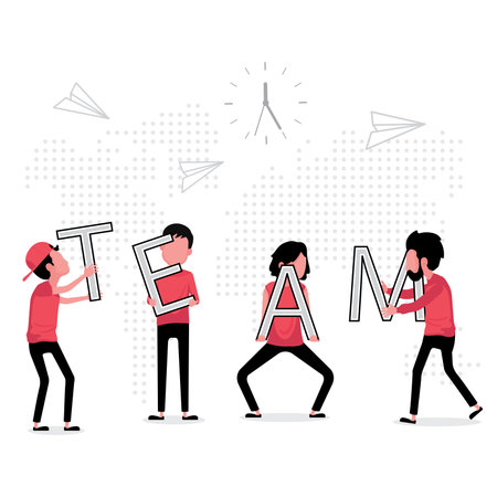 Teamwork for business feature people holding a team alphabetのイラスト素材