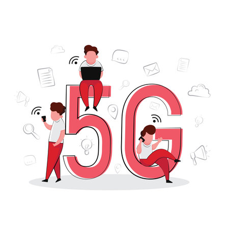 5G signal technology for wireless and phoneのイラスト素材
