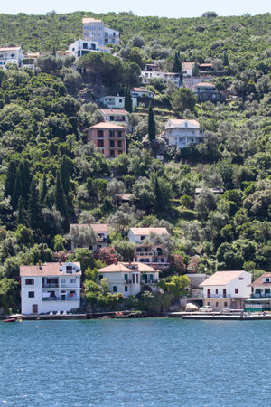 Montenegro Bay of Kotor boat viewのeditorial素材