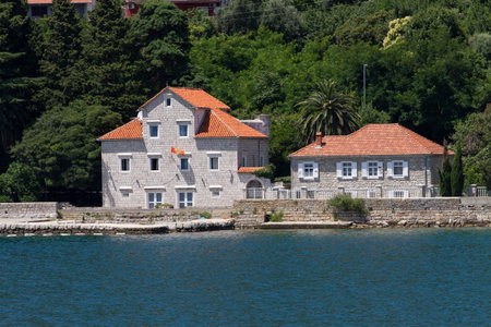 Montenegro Bay of Kotor view from the boatのeditorial素材
