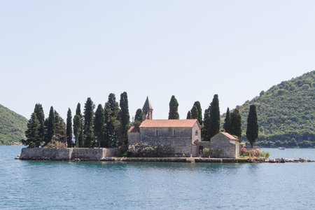 Montenegro Bay of Kotor boat viewのeditorial素材