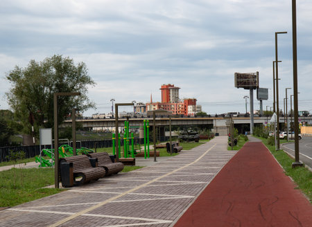 Beautiful buildings in the historical center of Omskの写真素材