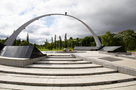 The stele in the Victory Park of Omsk in summerの写真素材