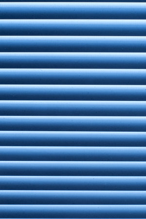 Texture blue abstract striped pattern. Blinds on the window with the dust on the light strips.の写真素材