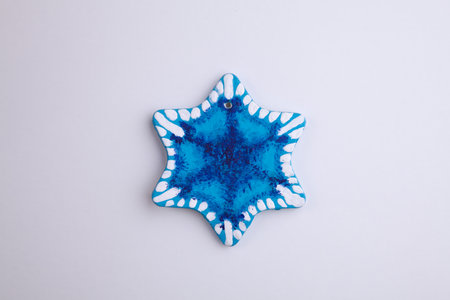 Handmade decoration for NY tree in the shape of snowflakeの写真素材