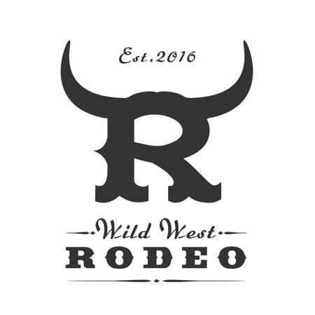 Rodeo sport vector logo template for event, company, product, bar, etc. Cowboy emblem. Wild West concept designのイラスト素材