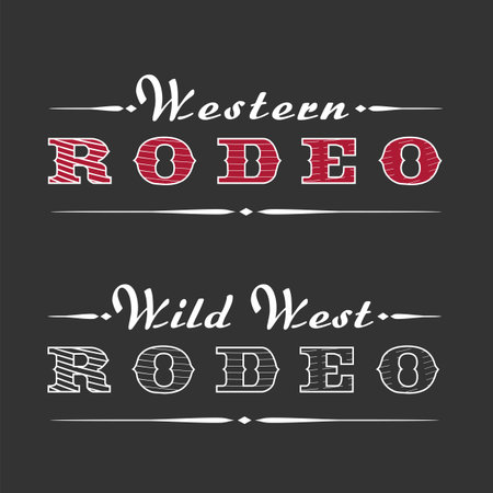 Western rodeo vector template logo. Sign for cowboy competition. Vintage letteringのイラスト素材