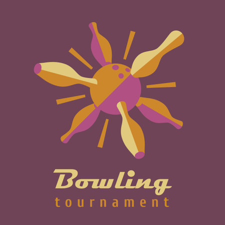 Bowling logo vector template. Ball and pins imageのイラスト素材