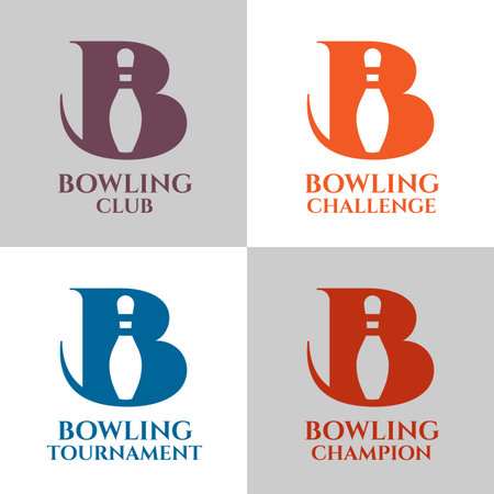 Set of bowling logo vector templates. Bowling club, bowling competition, bowling tournament, bowling challengeのイラスト素材