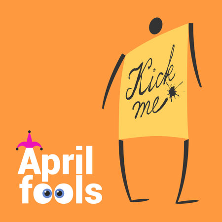 April Fools day vector illustration with funny sticker on the backのイラスト素材
