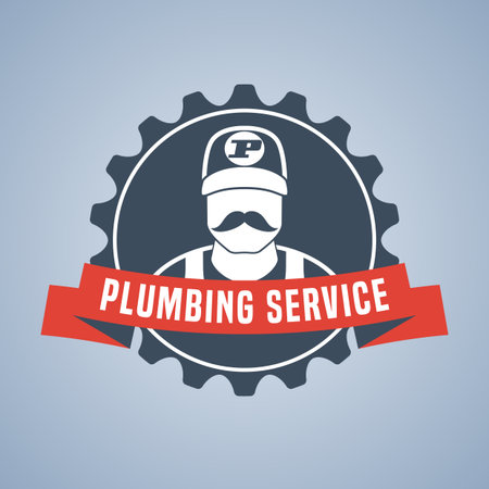Vector plumbing service logo, sign. Eyecatching designのイラスト素材
