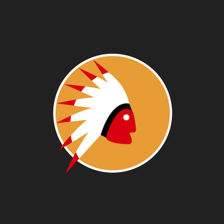 Vector avatar of American Indian with traditional war bonnet. Isolated backgroundのイラスト素材