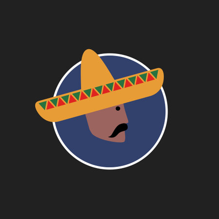 Vector avatar of Mexican man in sombrero. Isolated backgroundのイラスト素材