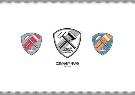 Set of repair service vector icons, logotypes, badges, emblems and decoration details for business cardのイラスト素材