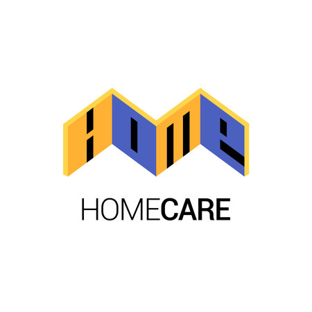 Home repair vector template logotype, icon, badge, emblem with volumetric objectsのイラスト素材