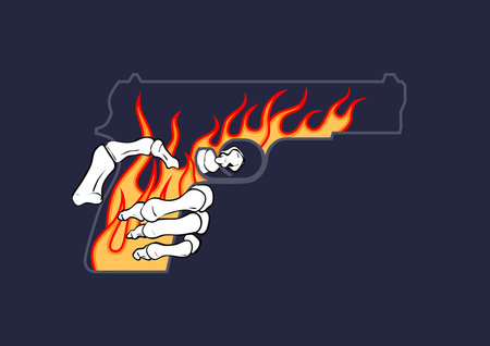 War gun with skeleton hand concept vector illustrationのイラスト素材