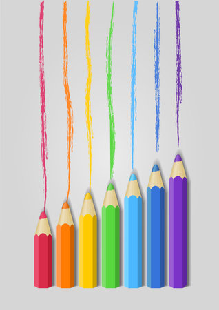 Color pencils in a raw. Gay rainbow colors in vector formatのイラスト素材
