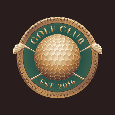 Golf club, golf course vector logo. Golden emblemのイラスト素材