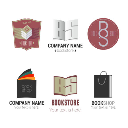 Set of bookstore or library vector logos templateのイラスト素材