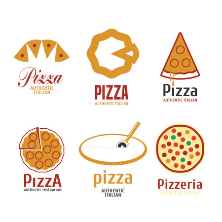 Set of pizza vector logos. Italian restaurantのイラスト素材