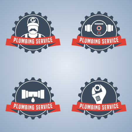 Plumbing service vector set. Plumber iconsのイラスト素材